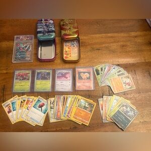 Pokémon Card Lot with Tin Cases -